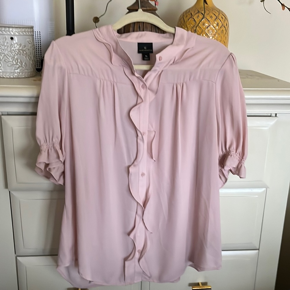 Worthington Button Down Ruffle Placket Blouse Siz… - image 1